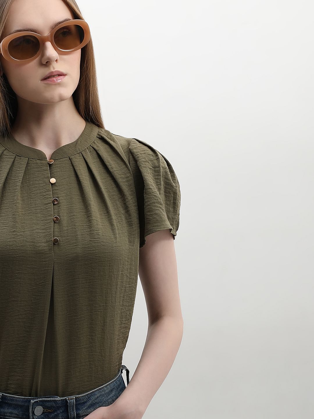 Green Short Sleeves Top