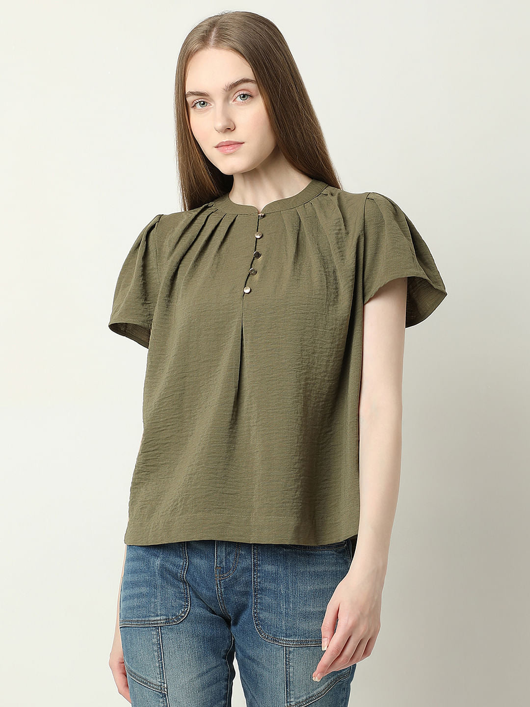 Green Short Sleeves Top