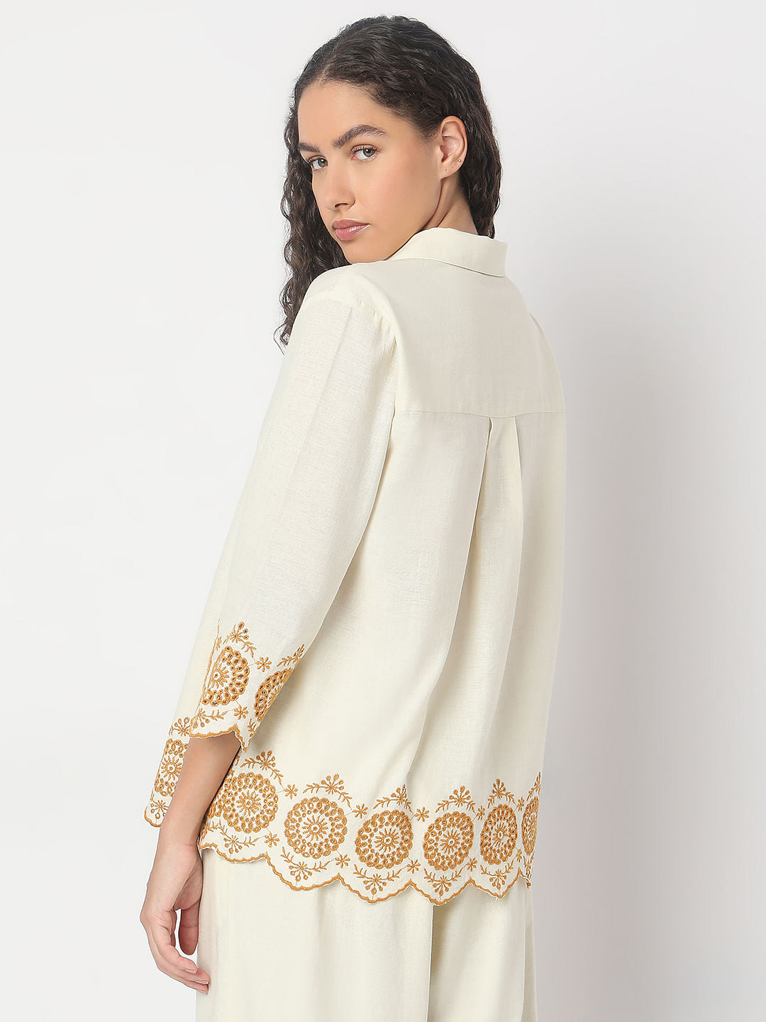 Ecru Cut-Out Co-Ord Set Shirt