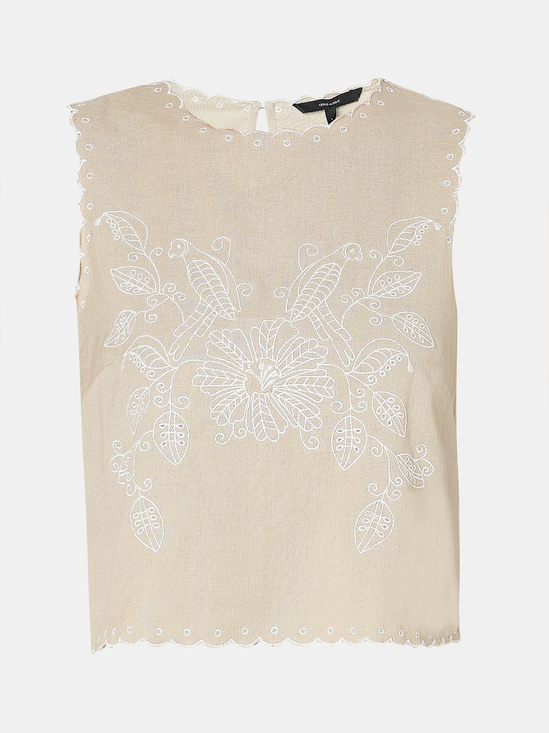 Beige Sleeveless Co-Ord Set Top