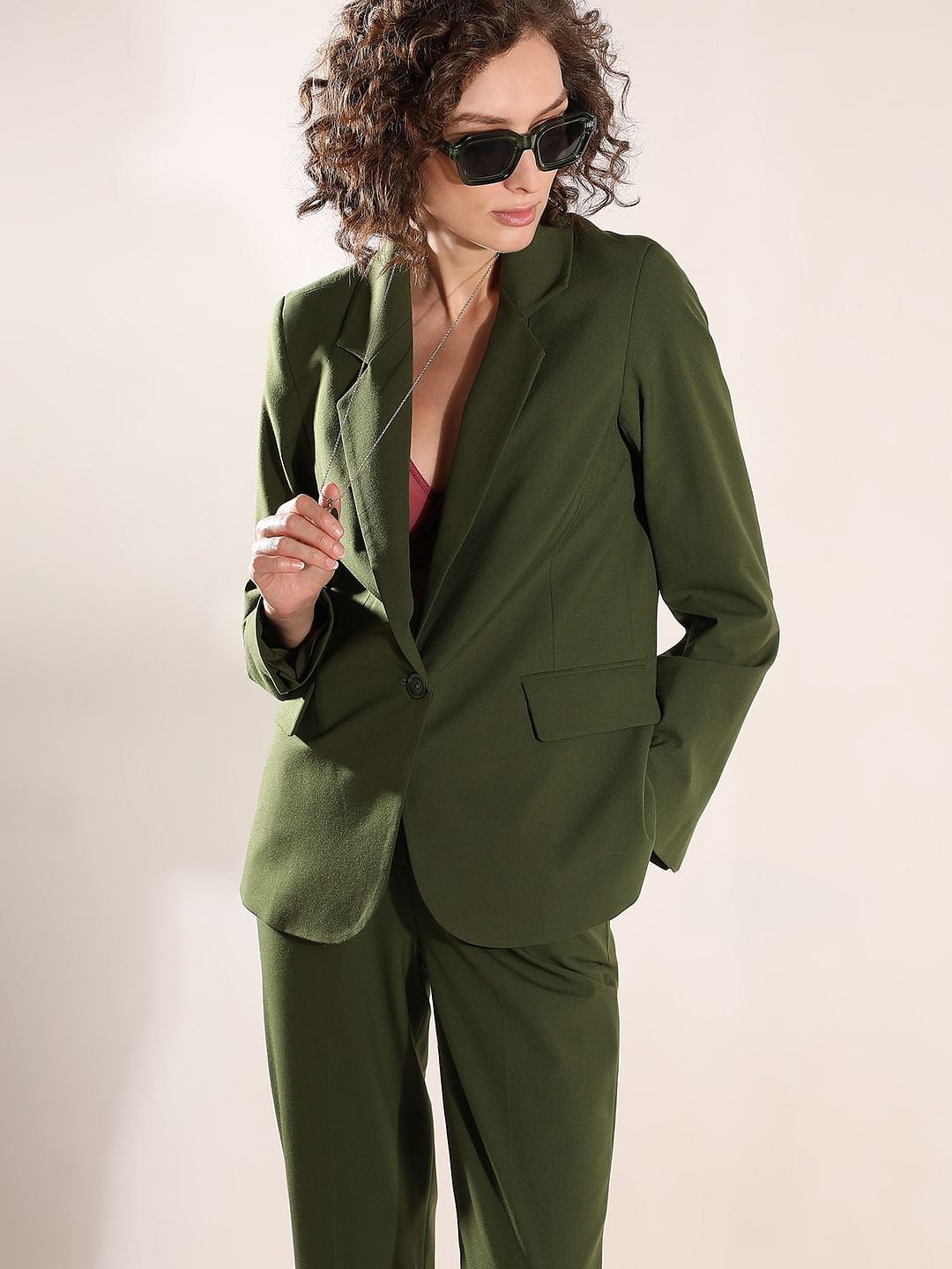 Green Single Breasted Blazer