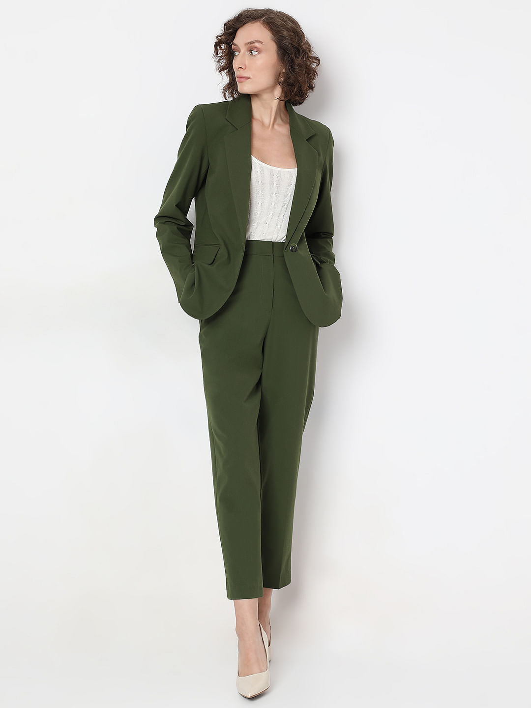 Green Single Breasted Blazer