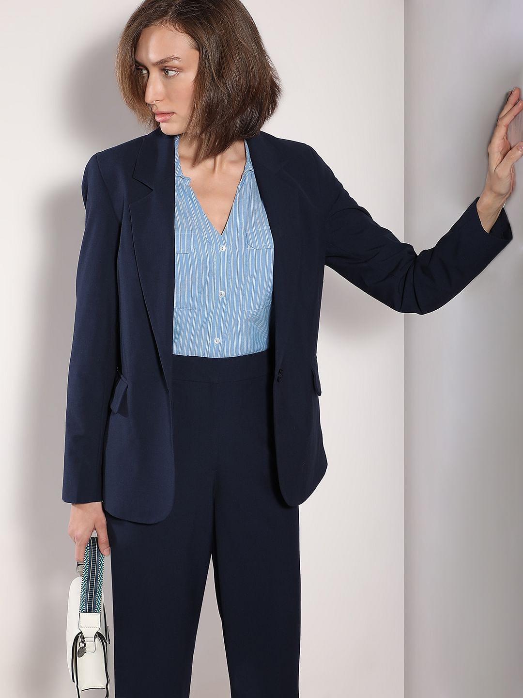 Blue Single Breasted Blazer
