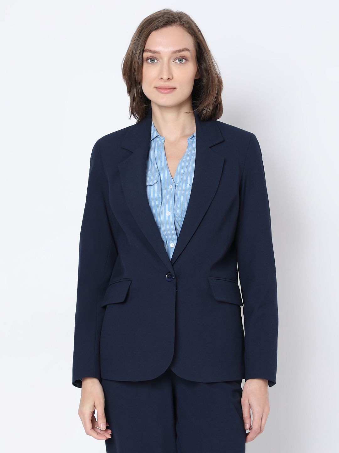 Blue Single Breasted Blazer