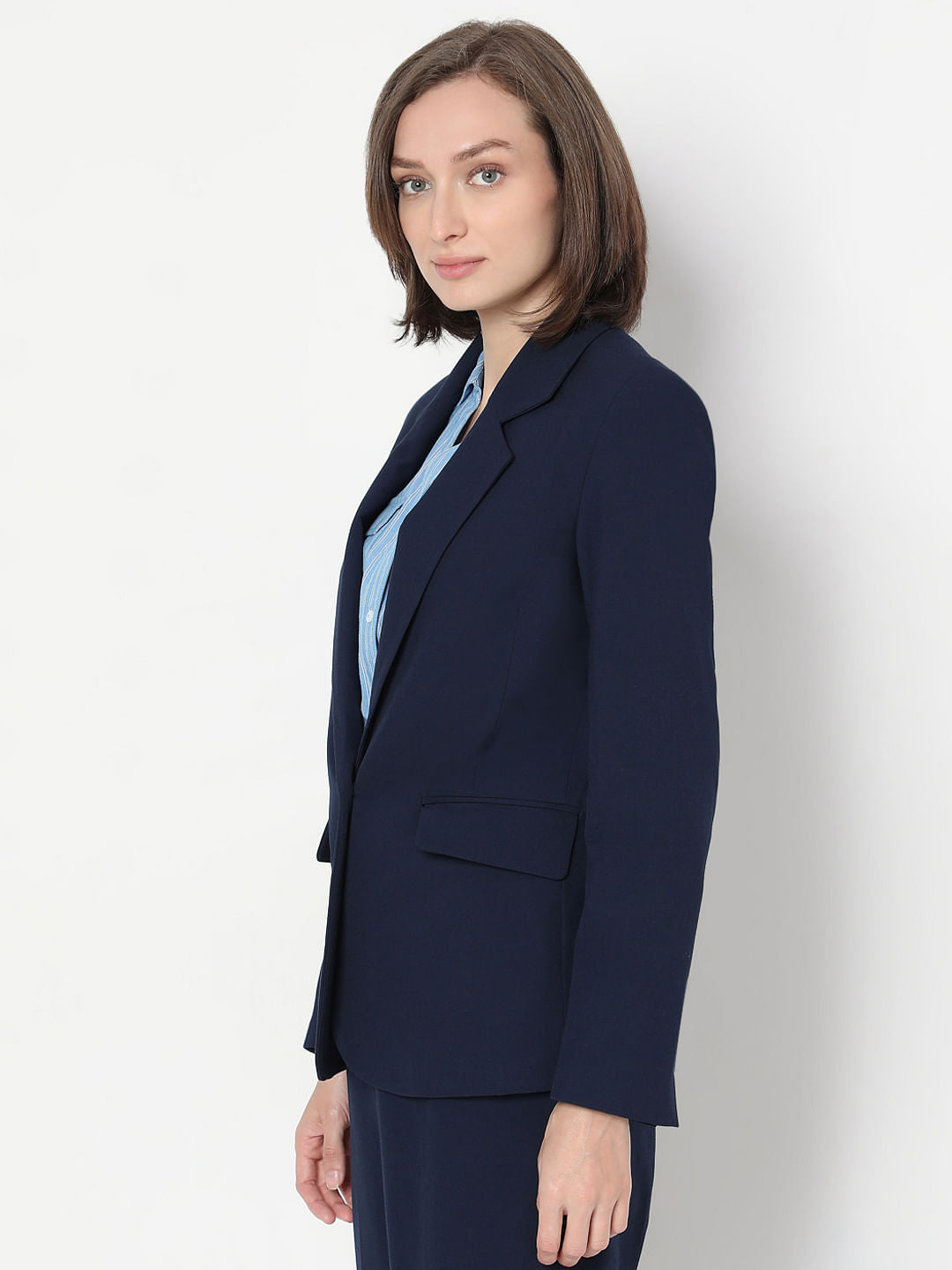 Blue Single Breasted Blazer