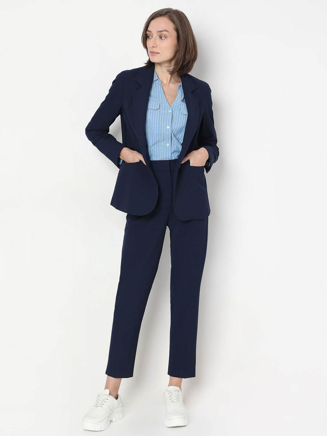 Blue Single Breasted Blazer