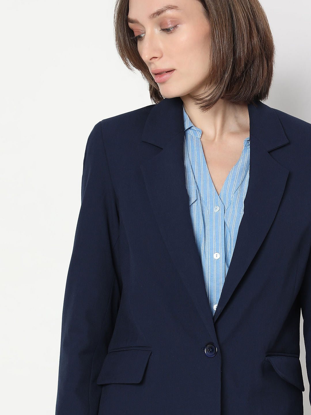 Blue Single Breasted Blazer