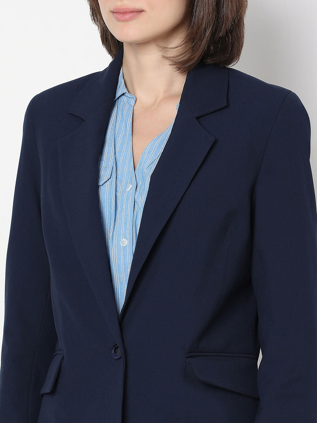Blue Single Breasted Blazer