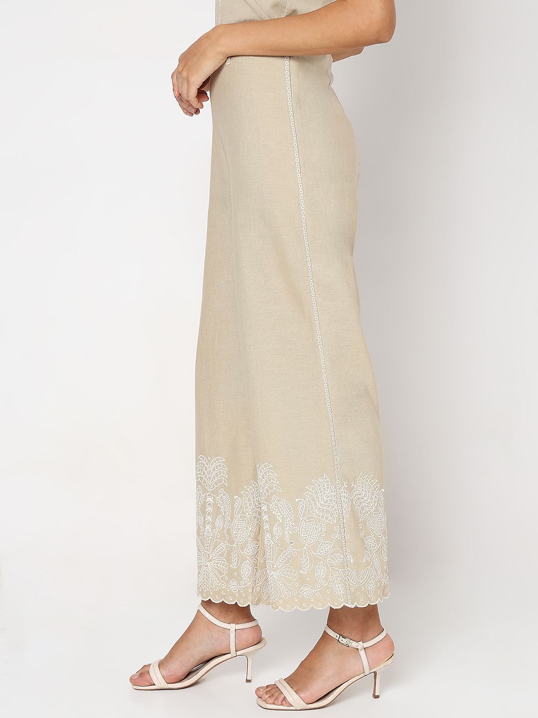 Beige Straight Fit Co-Ord Set Pants