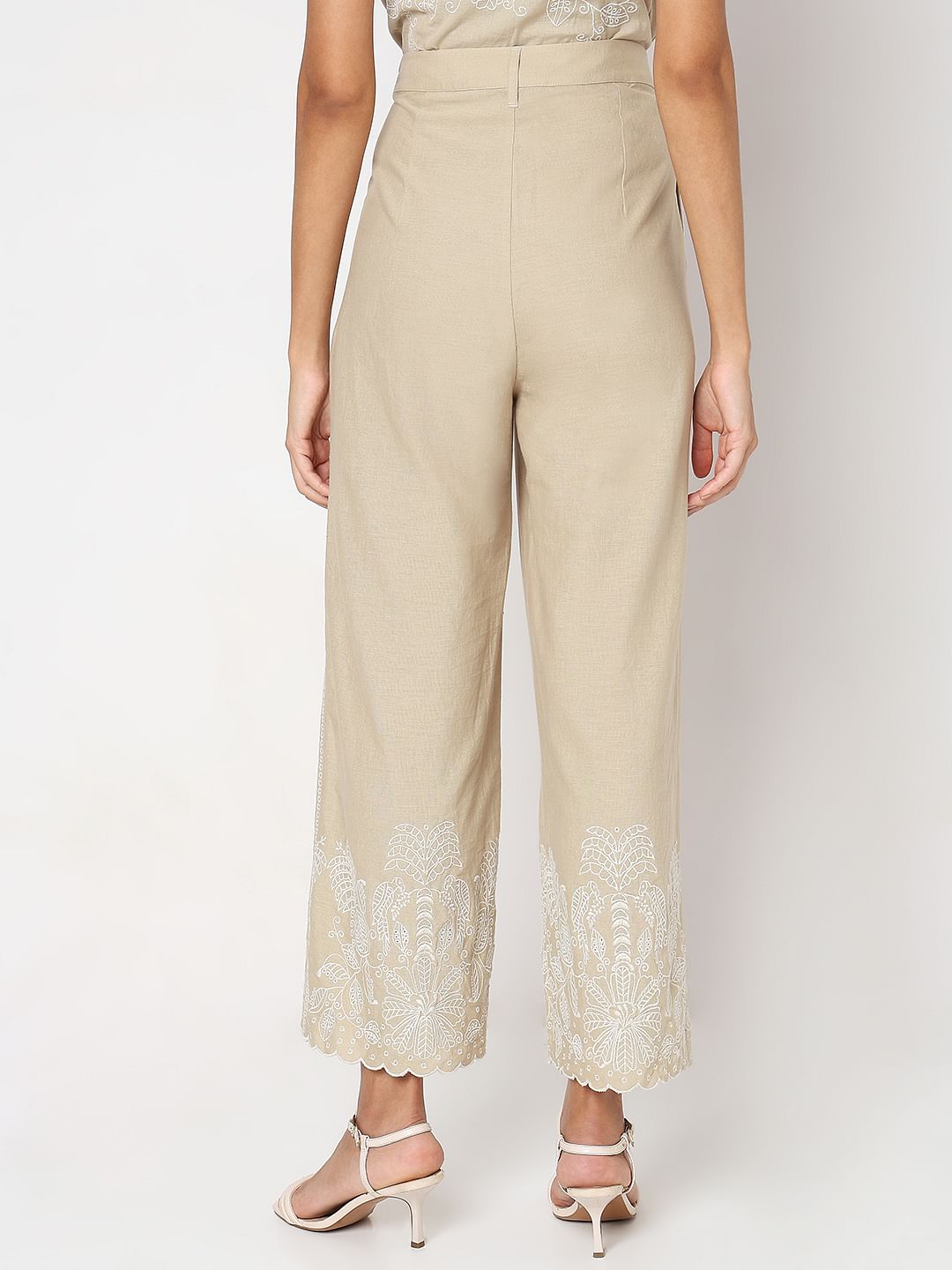 Beige Straight Fit Co-Ord Set Pants