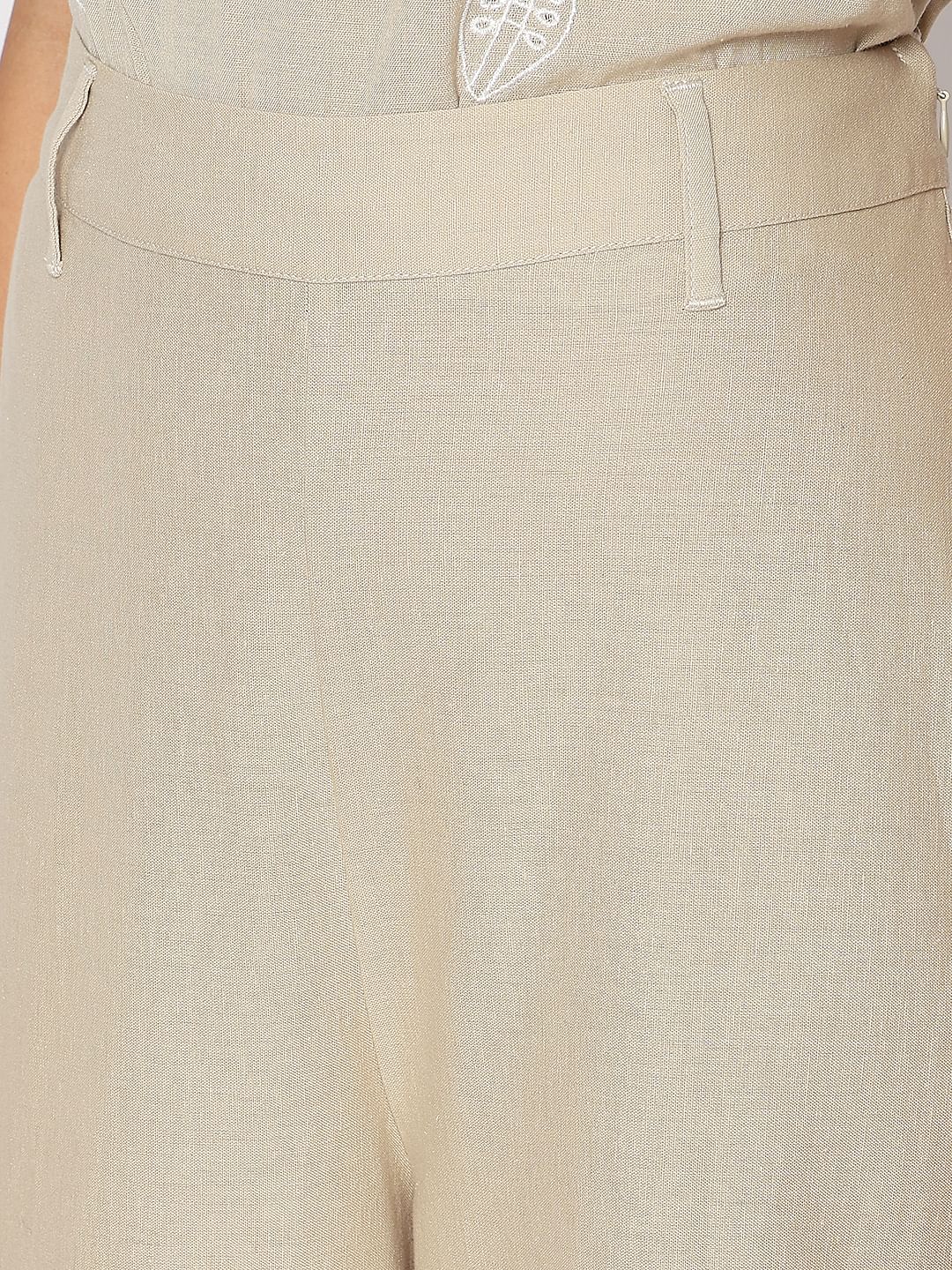 Beige Straight Fit Co-Ord Set Pants