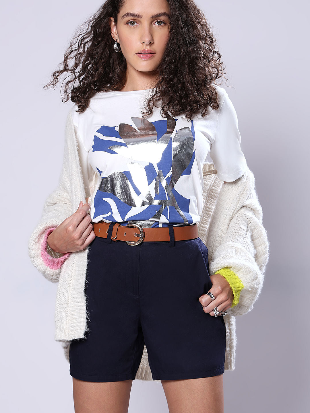 White Graphic Print T-Shirt