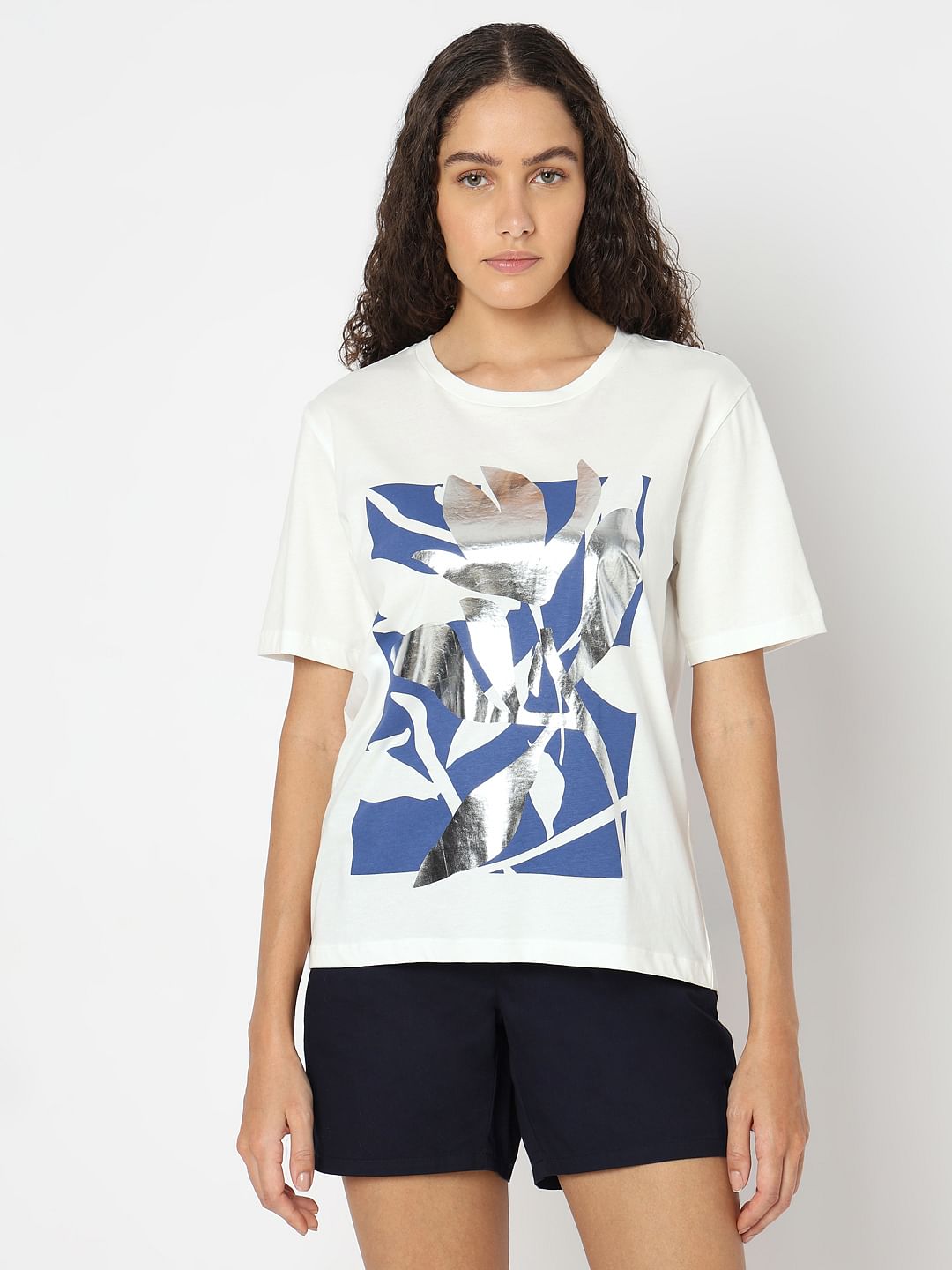 White Graphic Print T-Shirt
