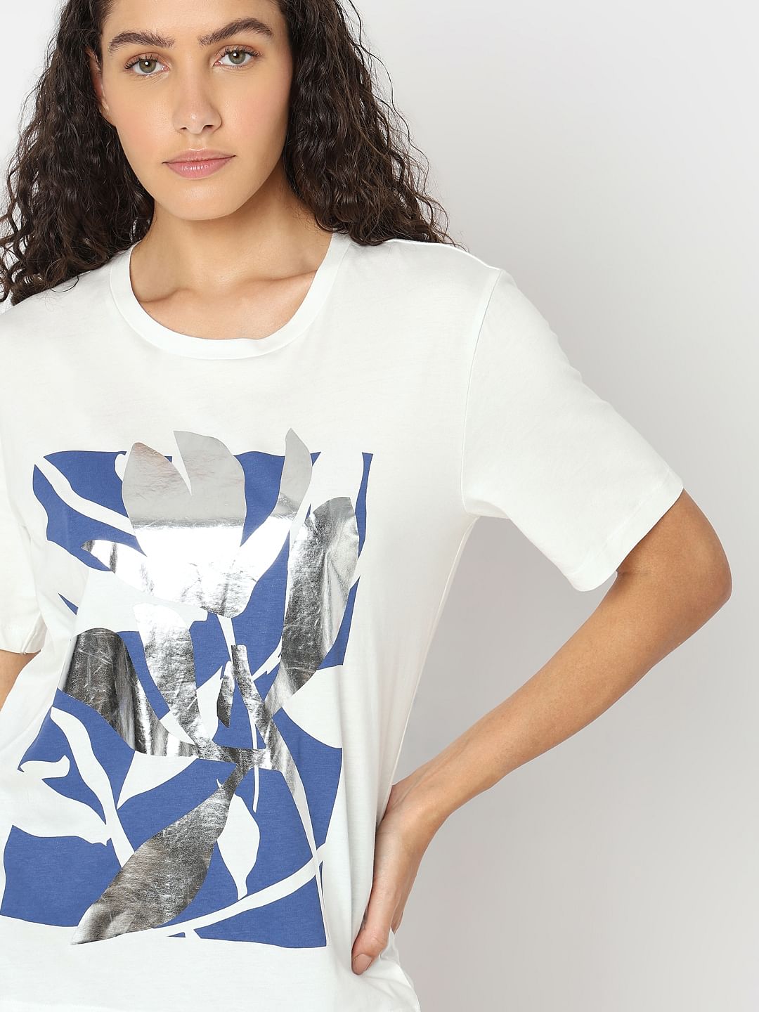 White Graphic Print T-Shirt