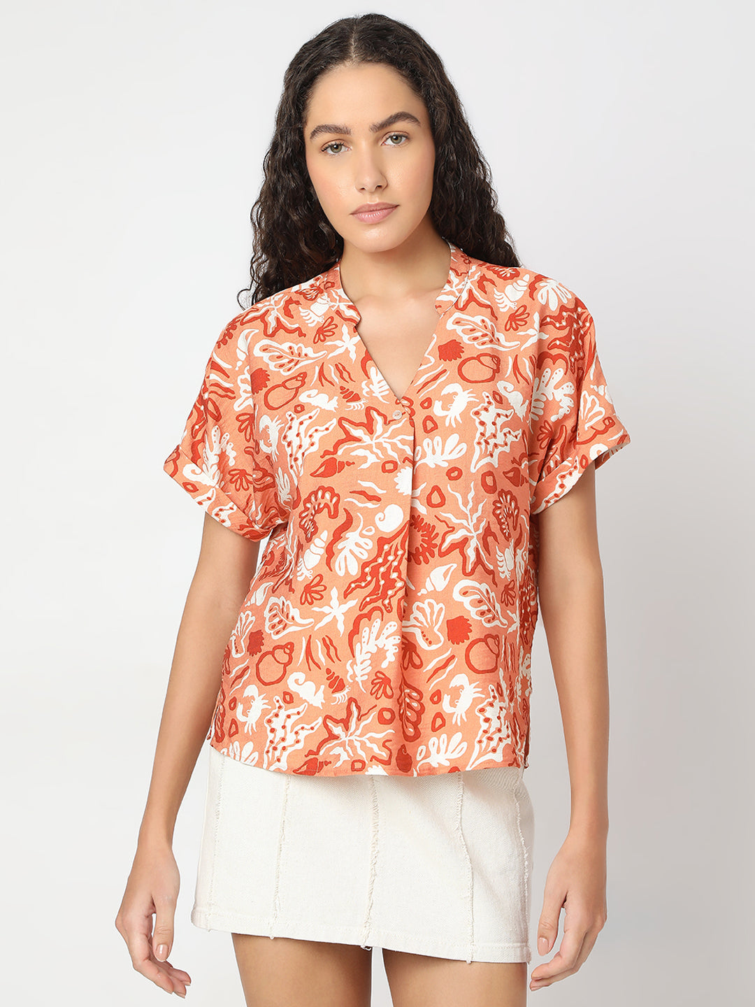 Brown Printed Top