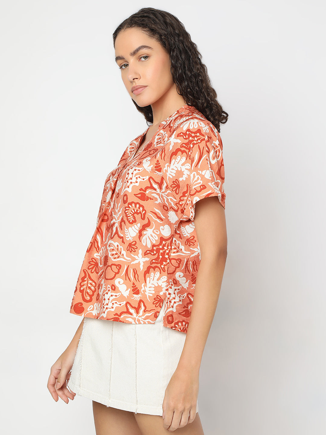 Brown Printed Top