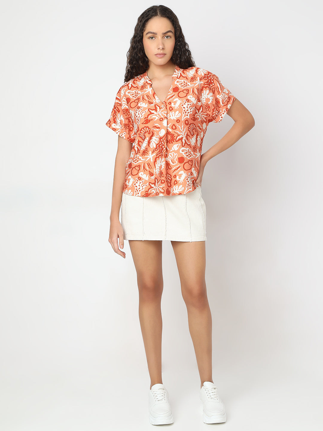 Brown Printed Top