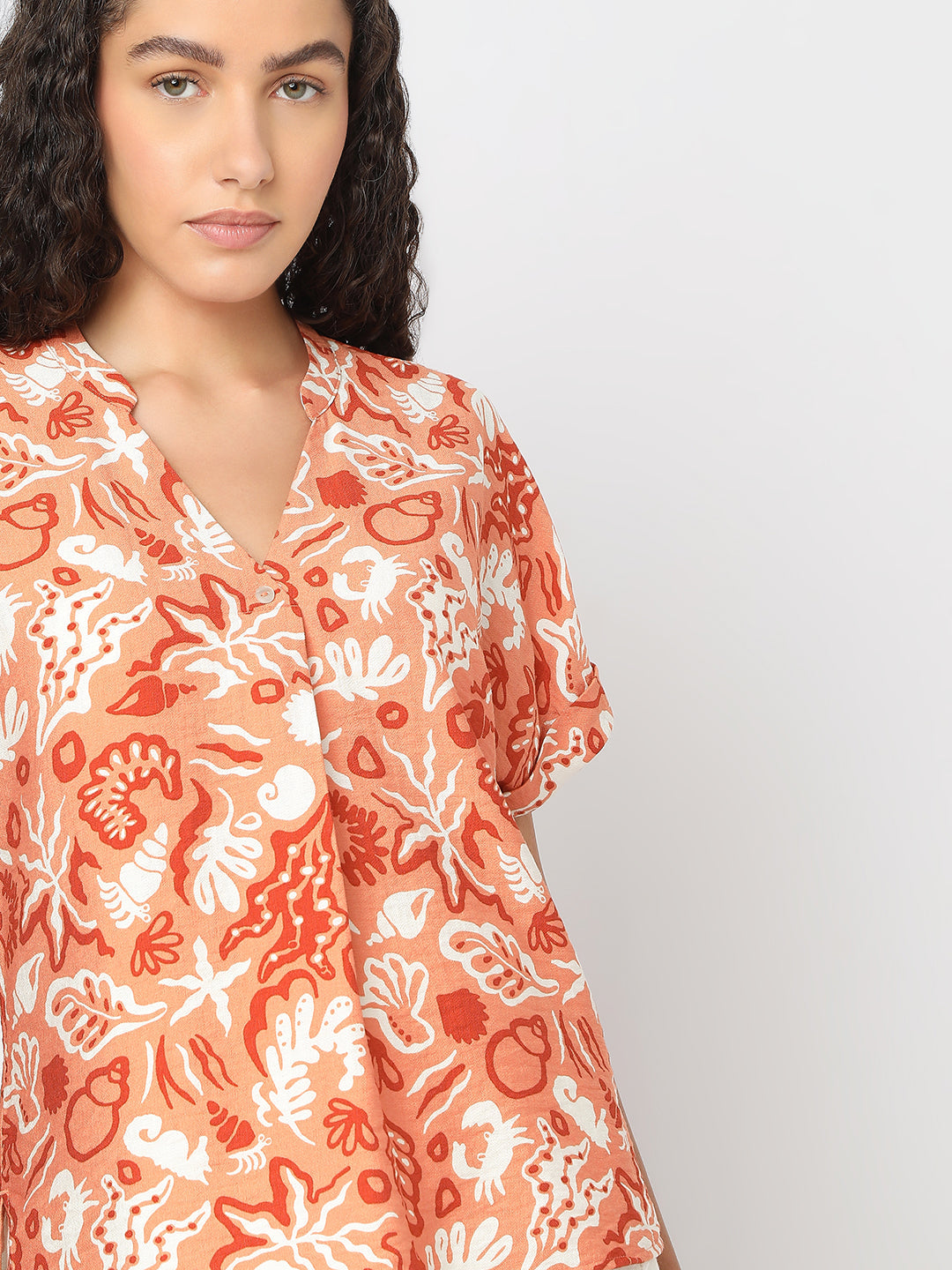 Brown Printed Top