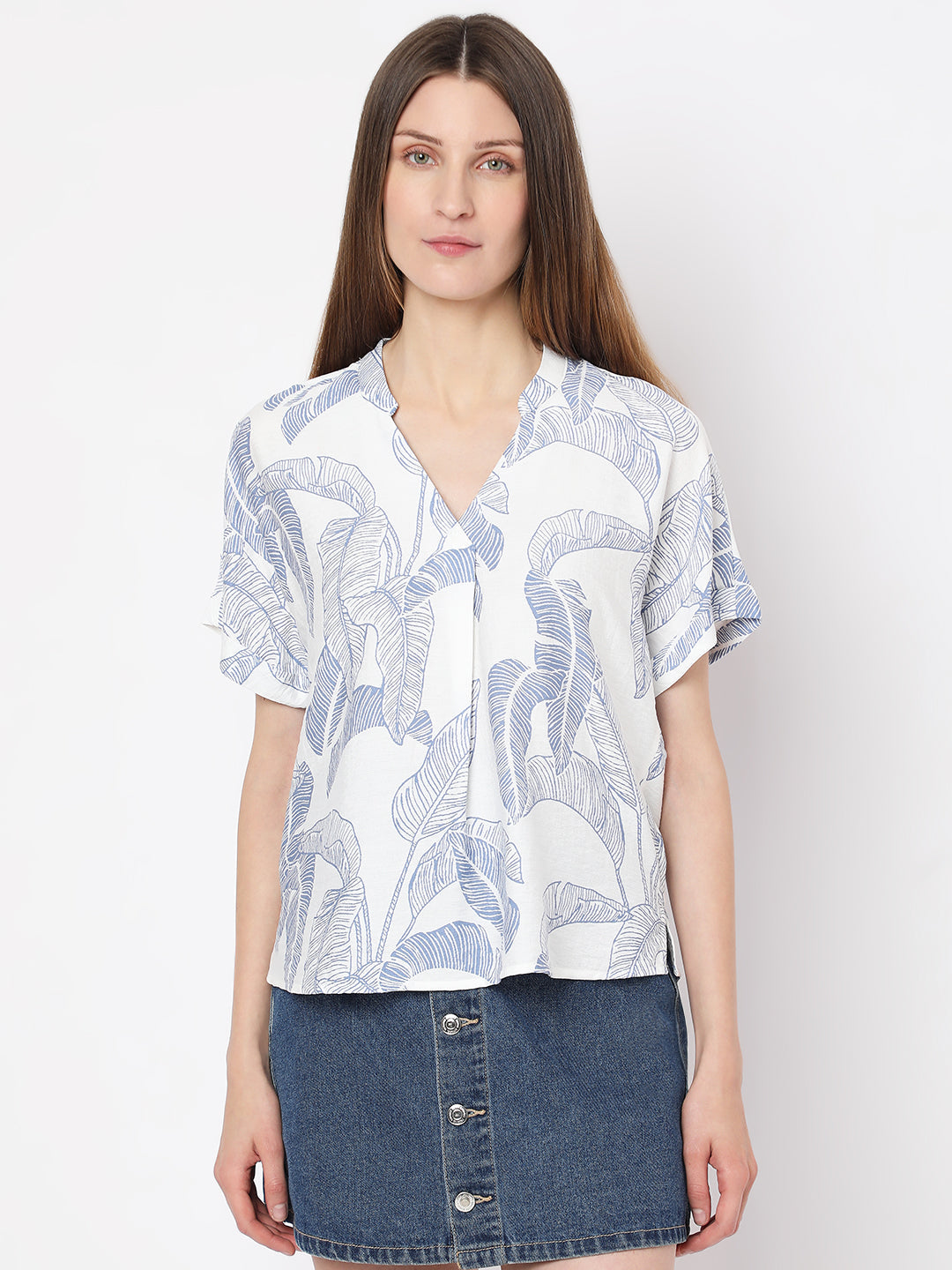 White Printed Top