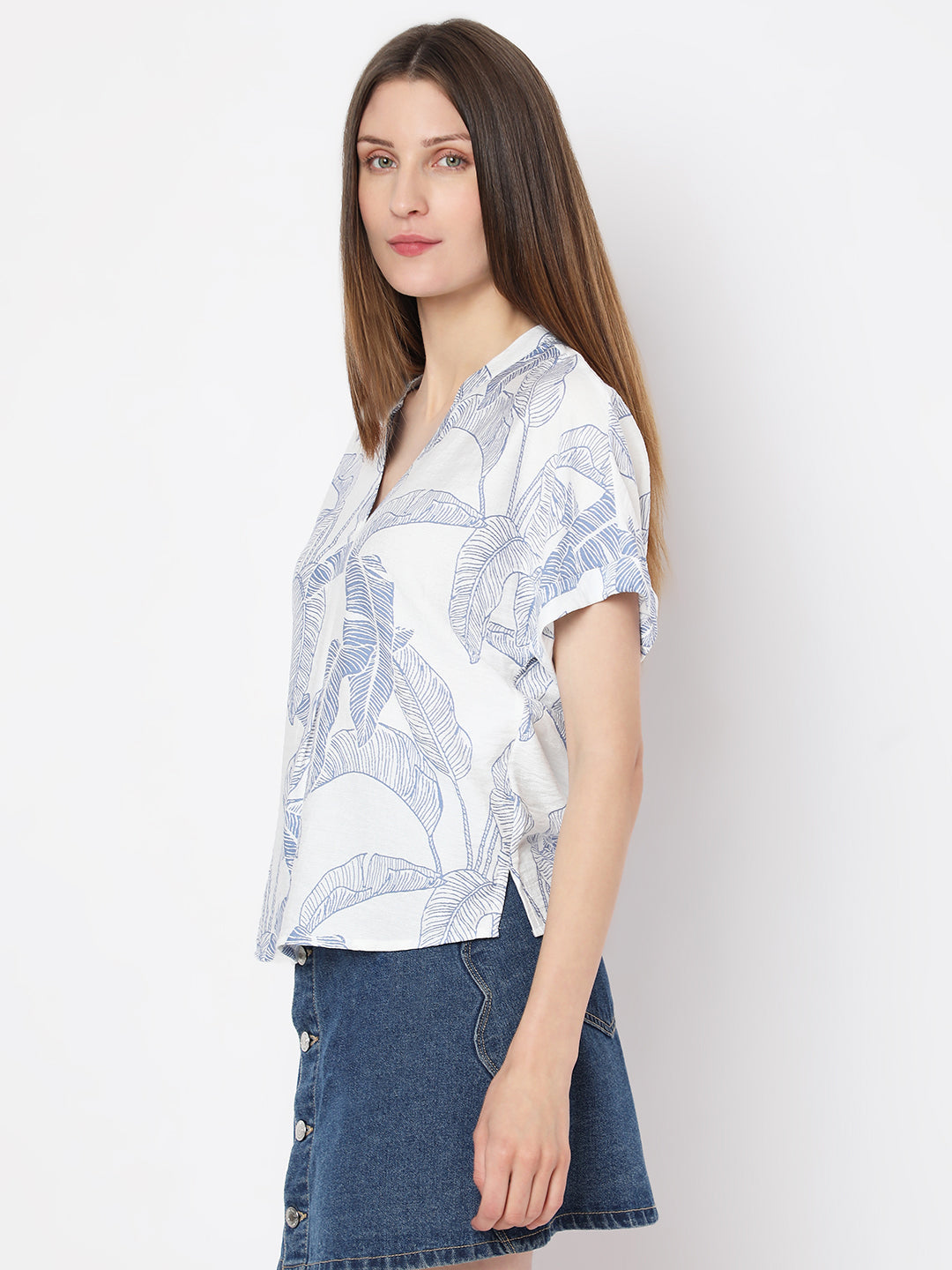 White Printed Top