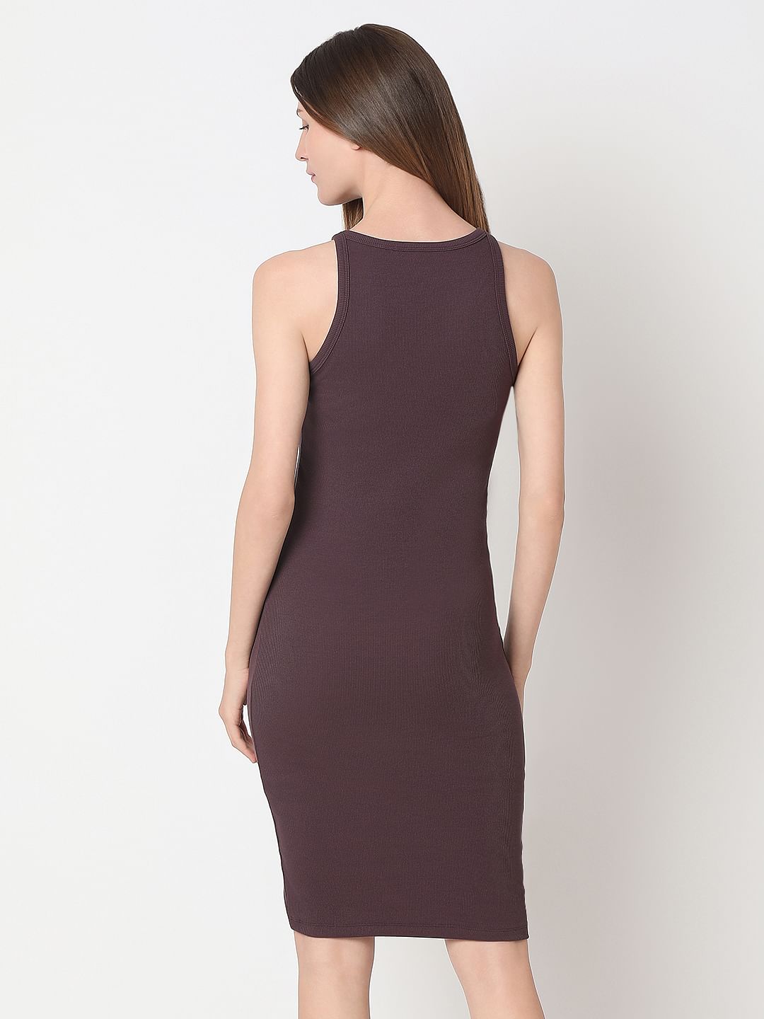 Brown Halter-Neck Bodycon Dress