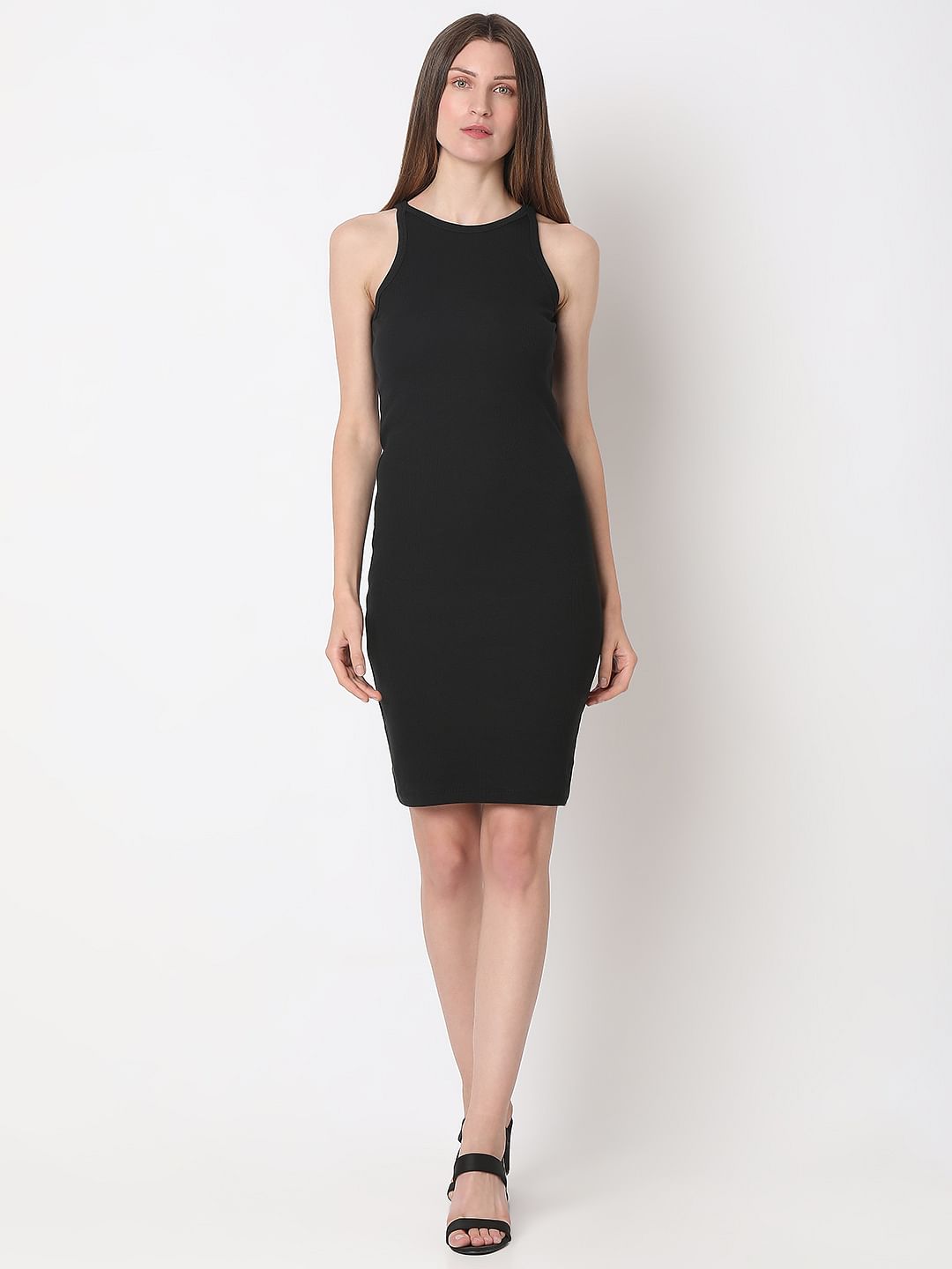 Black Halter-Neck Bodycon Dress