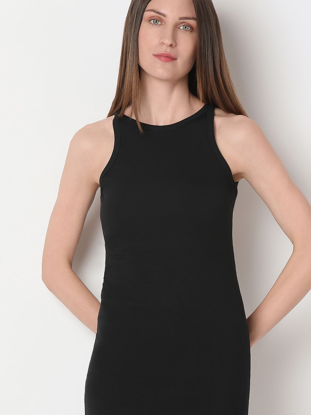 Black Halter-Neck Bodycon Dress