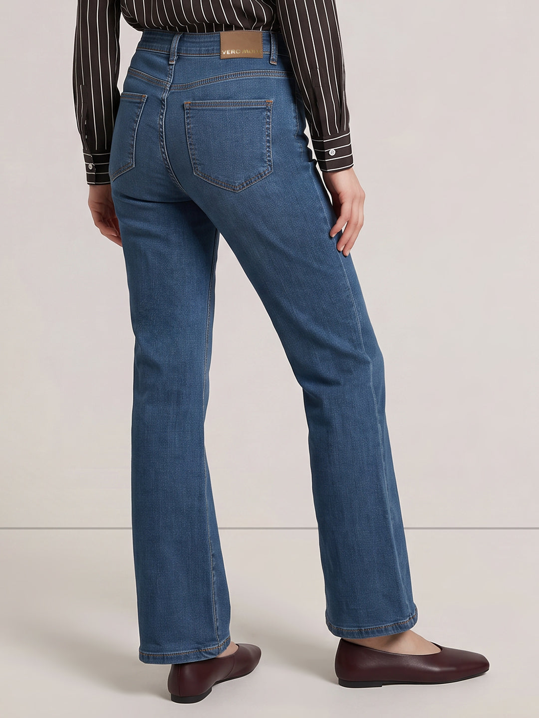 Blue High Rise Wide Leg Jeans