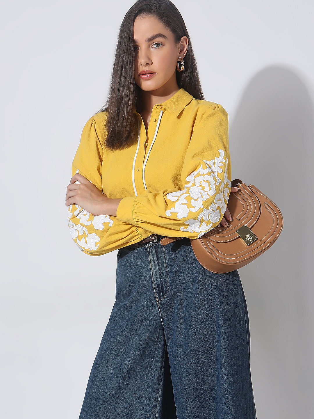 Yellow Applique Work Shirt