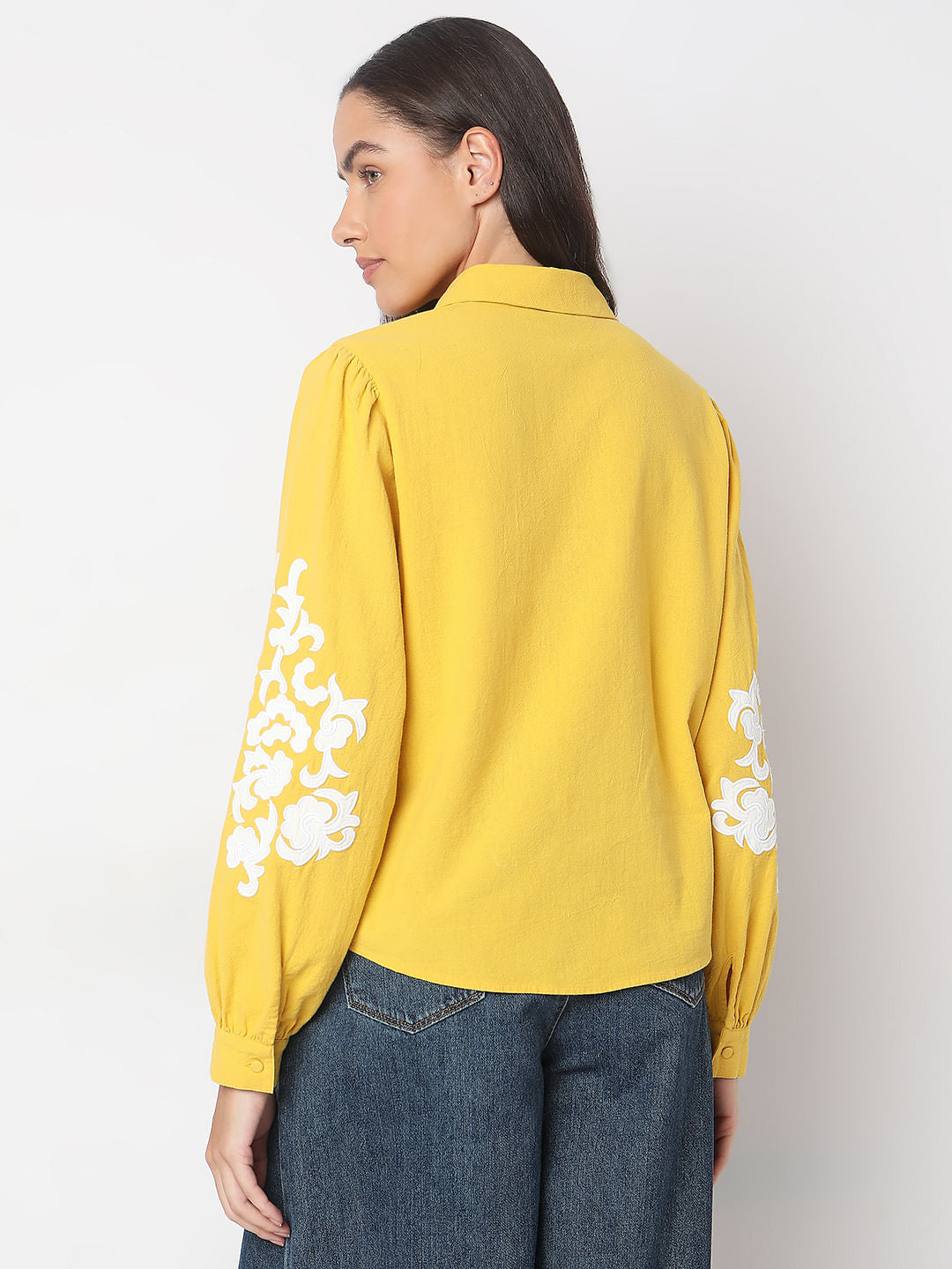 Yellow Applique Work Shirt