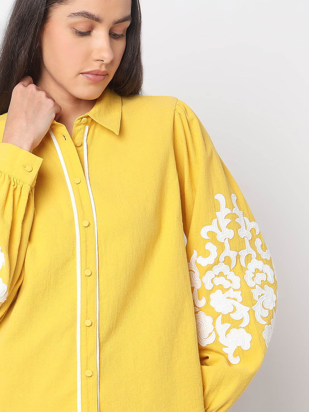 Yellow Applique Work Shirt