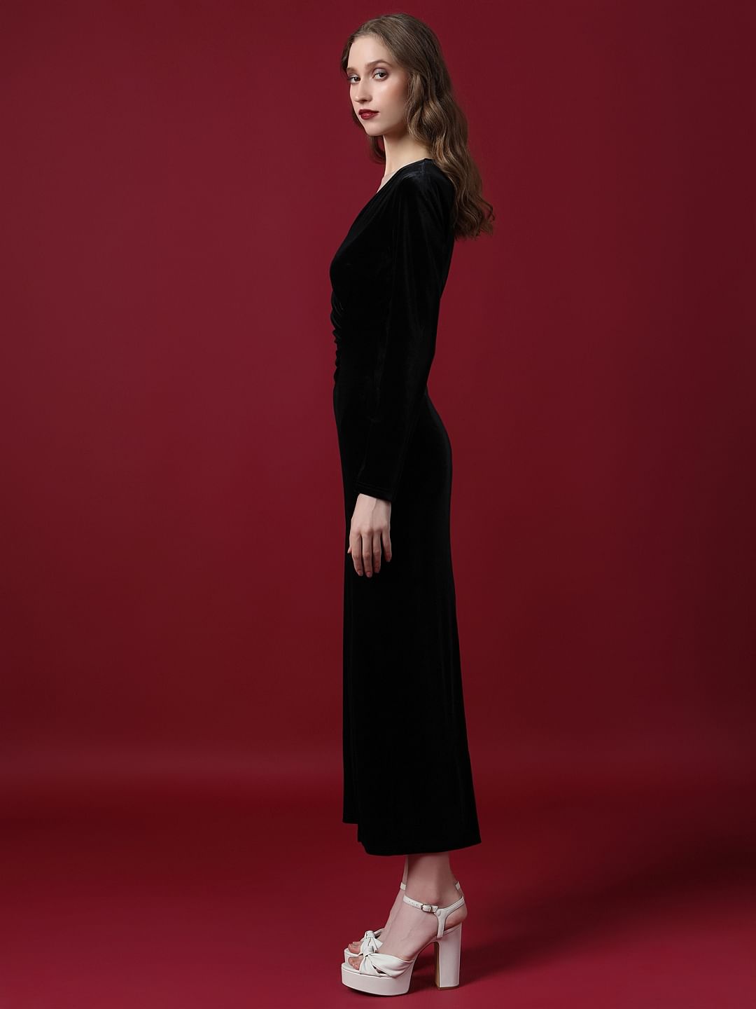 Marquee Black Velvet Midi Dress