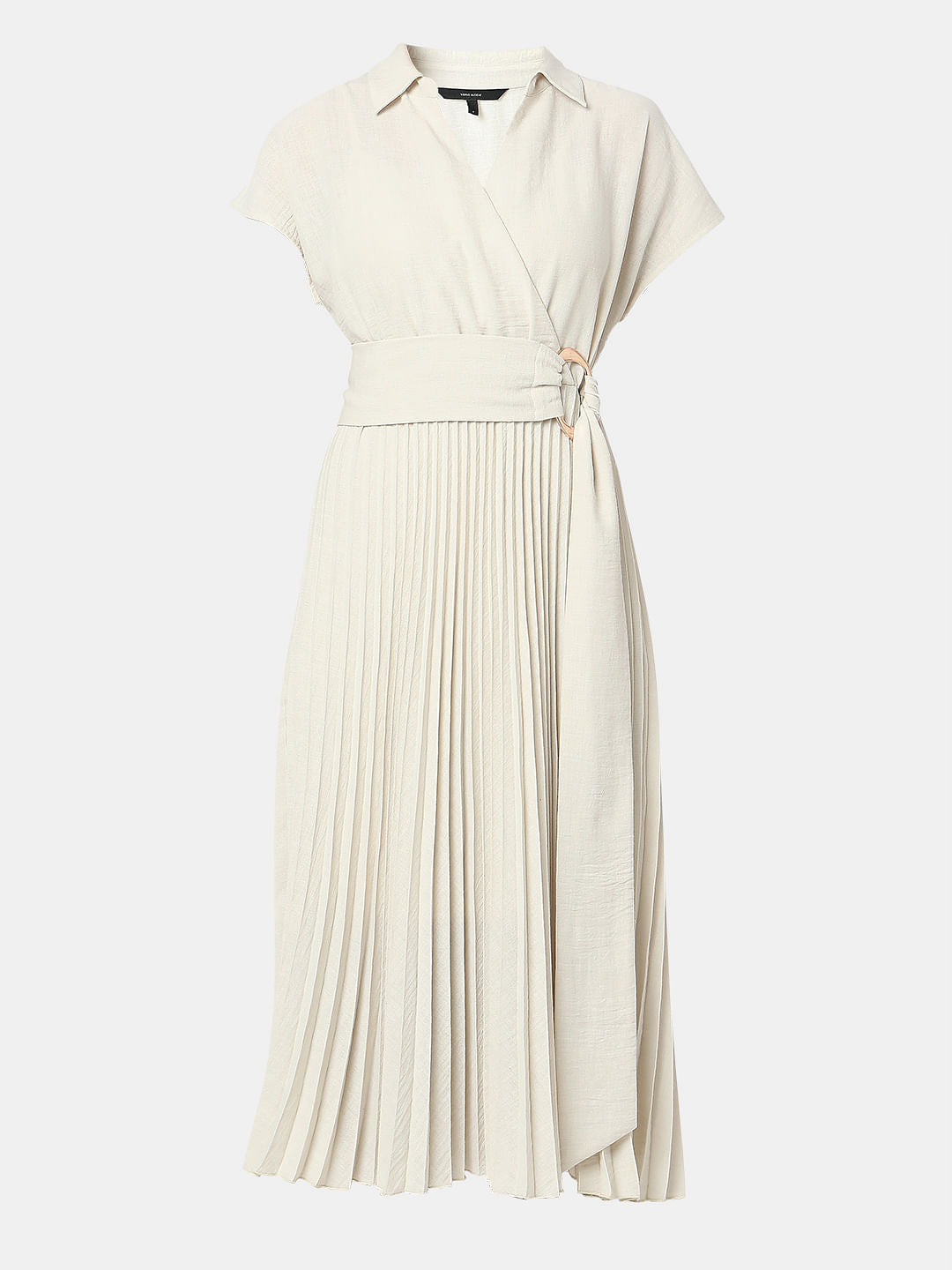 Ecru Pleated Midi Dress