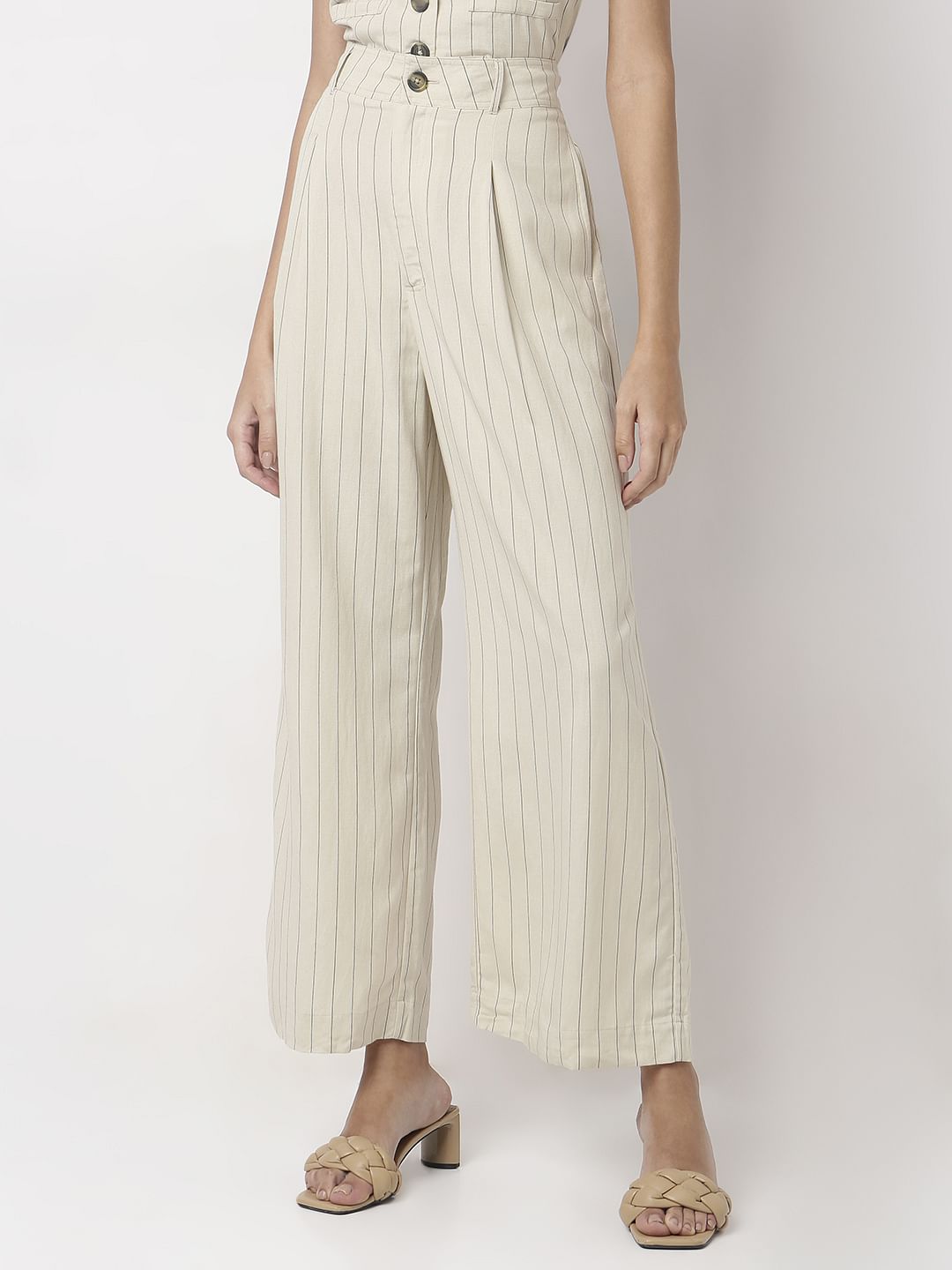 Off-White Pinstripe Co-Ord Set Pants