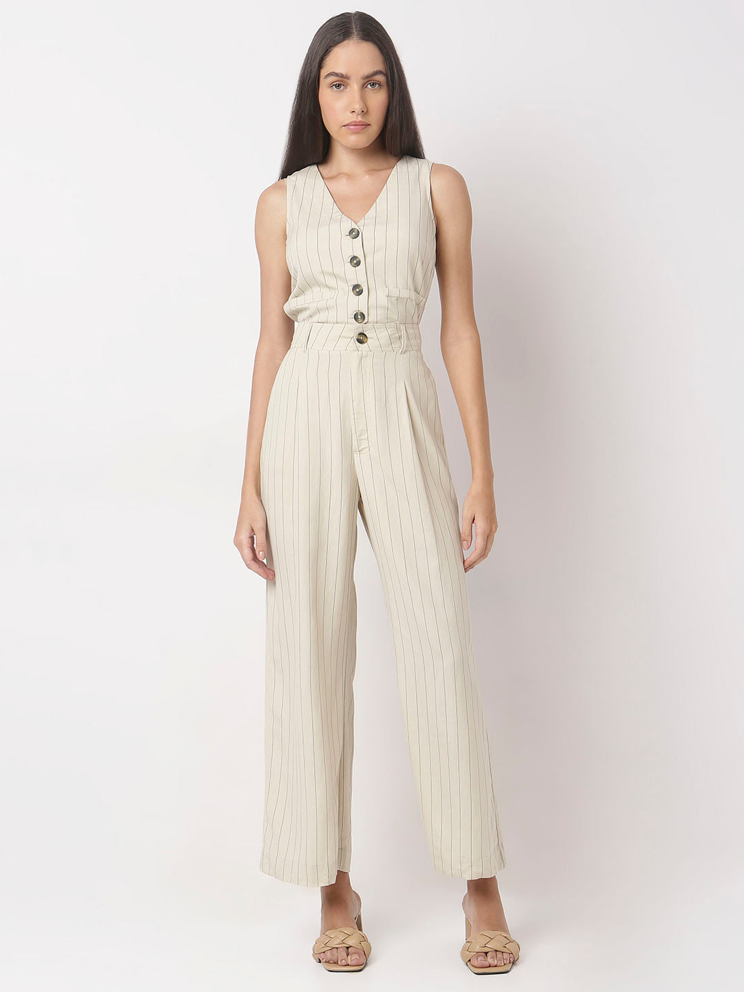 Off-White Pinstripe Co-Ord Set Pants