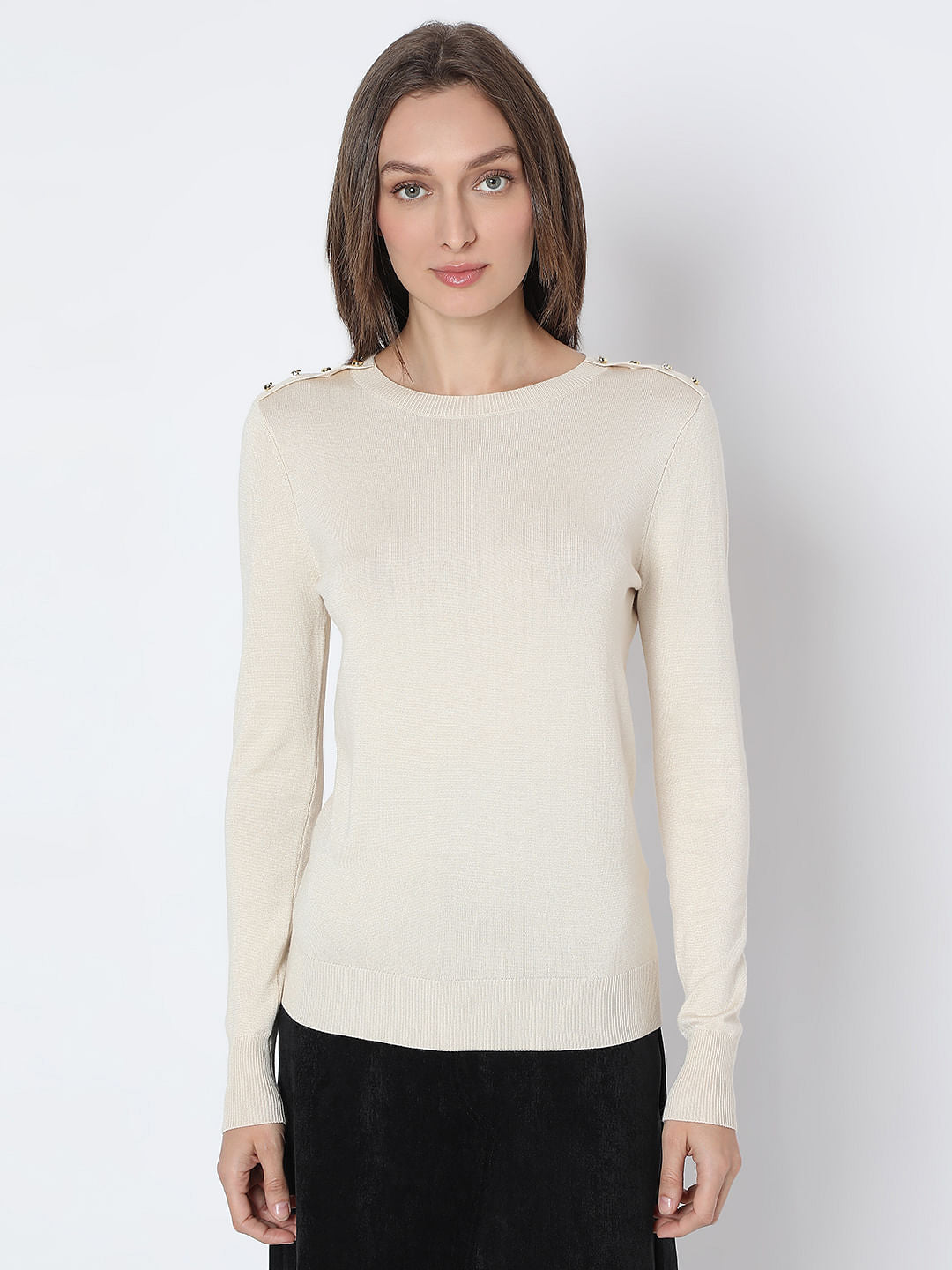 Ecru Knit Pullover