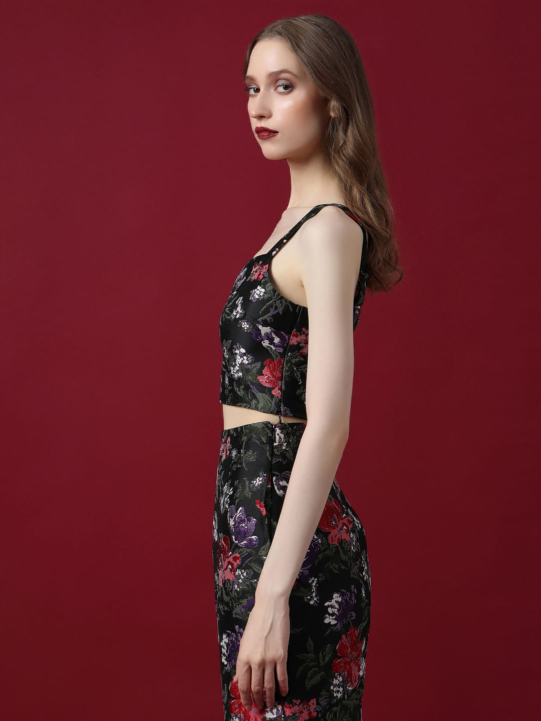 Marquee Black Floral Jacquard Co-Ord Set Top