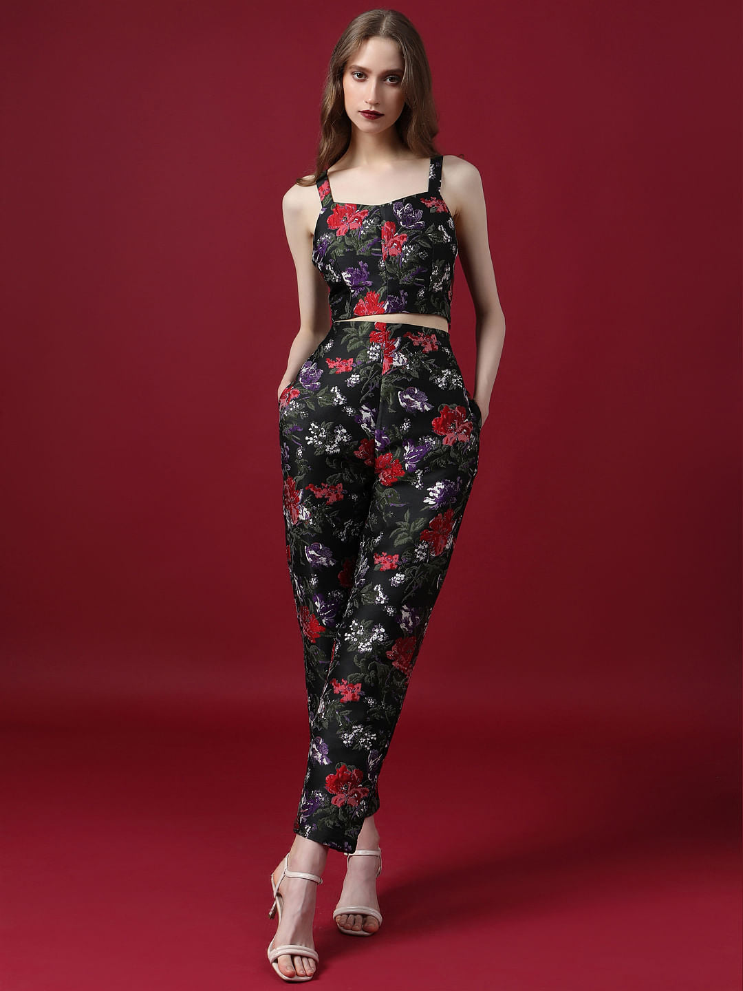 Marquee Black Floral Jacquard Co-Ord Set Top