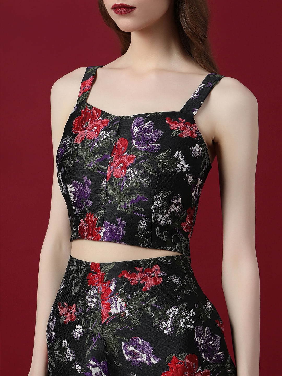 Marquee Black Floral Jacquard Co-Ord Set Top