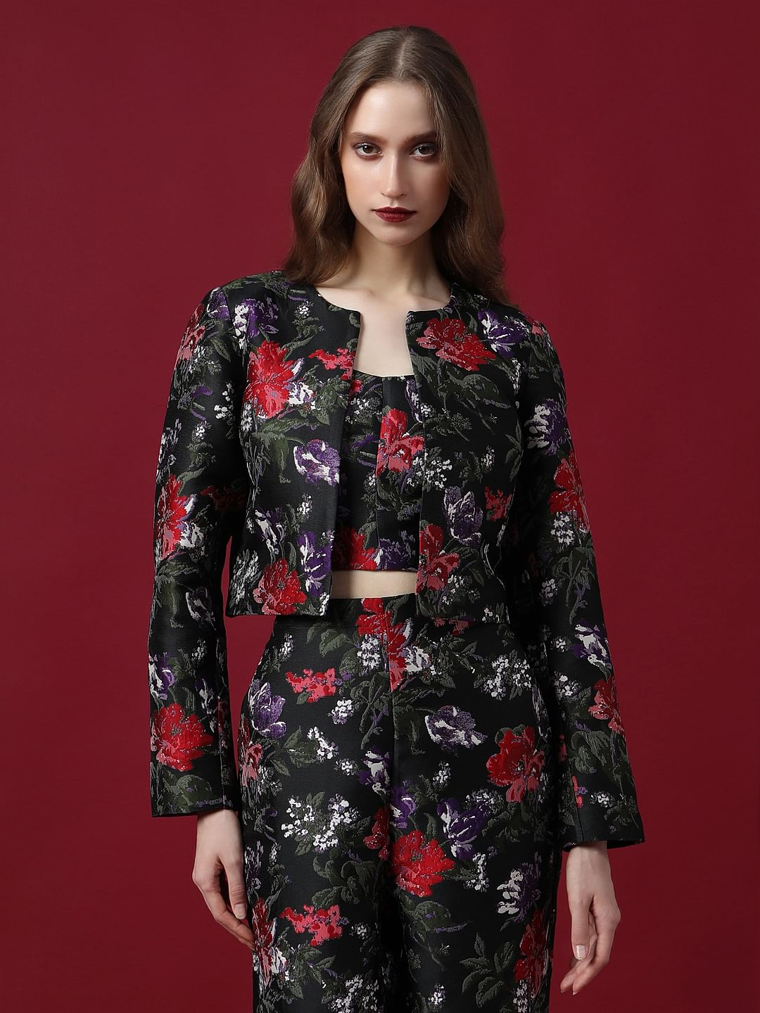 Marquee Black Floral Jacquard Co-Ord Set Jacket