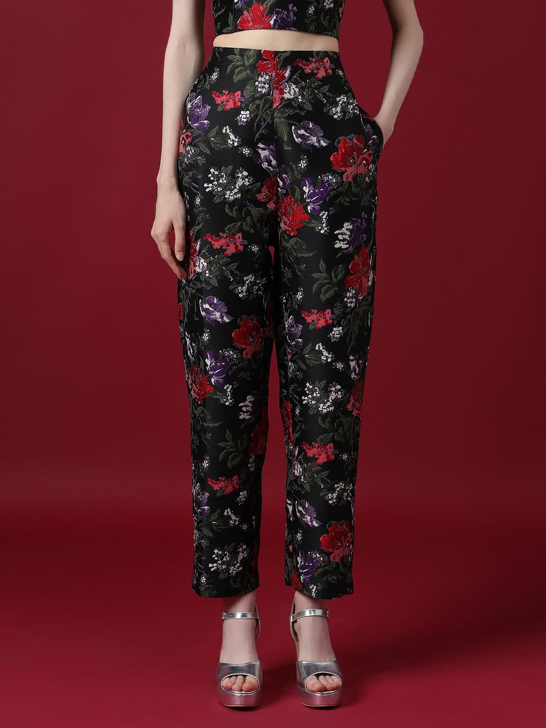 Marquee Black Floral Jacquard Co-Ord Set Pants