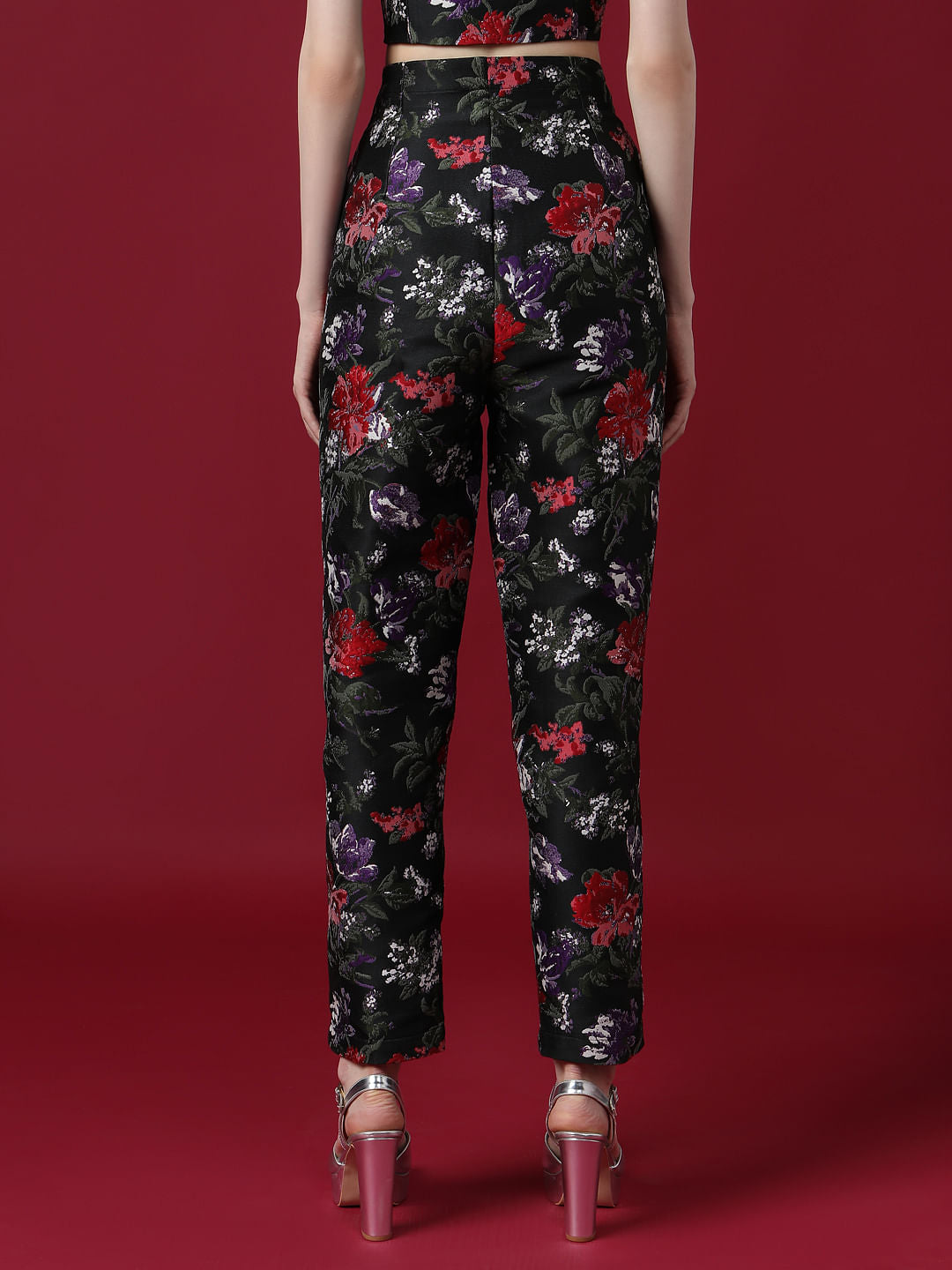 Marquee Black Floral Jacquard Co-Ord Set Pants