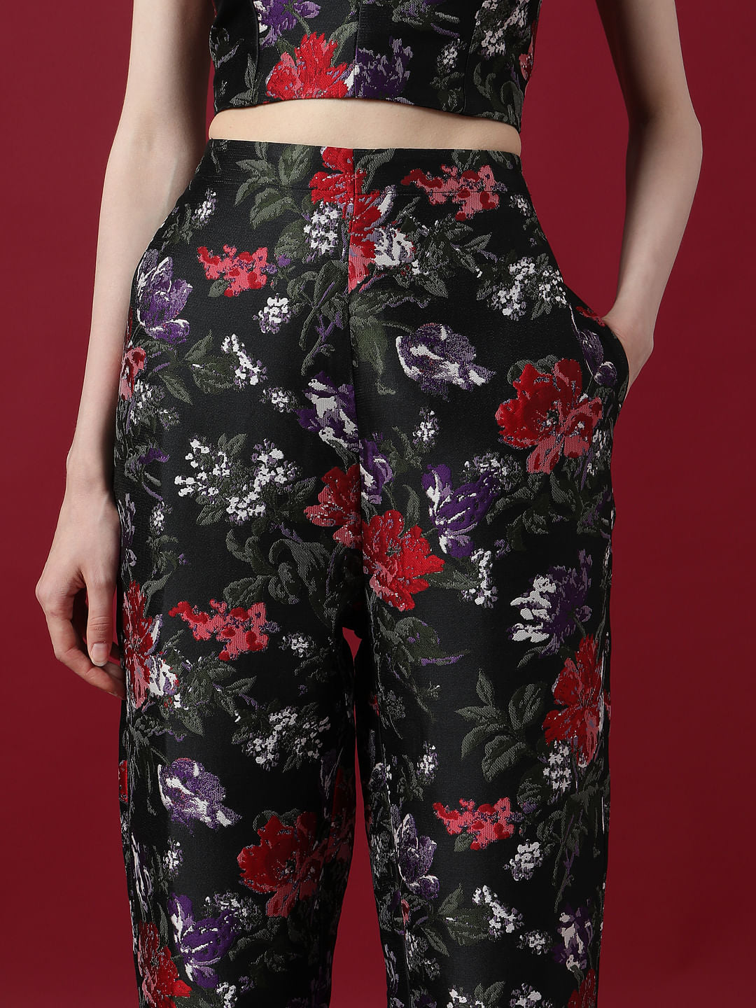 Marquee Black Floral Jacquard Co-Ord Set Pants