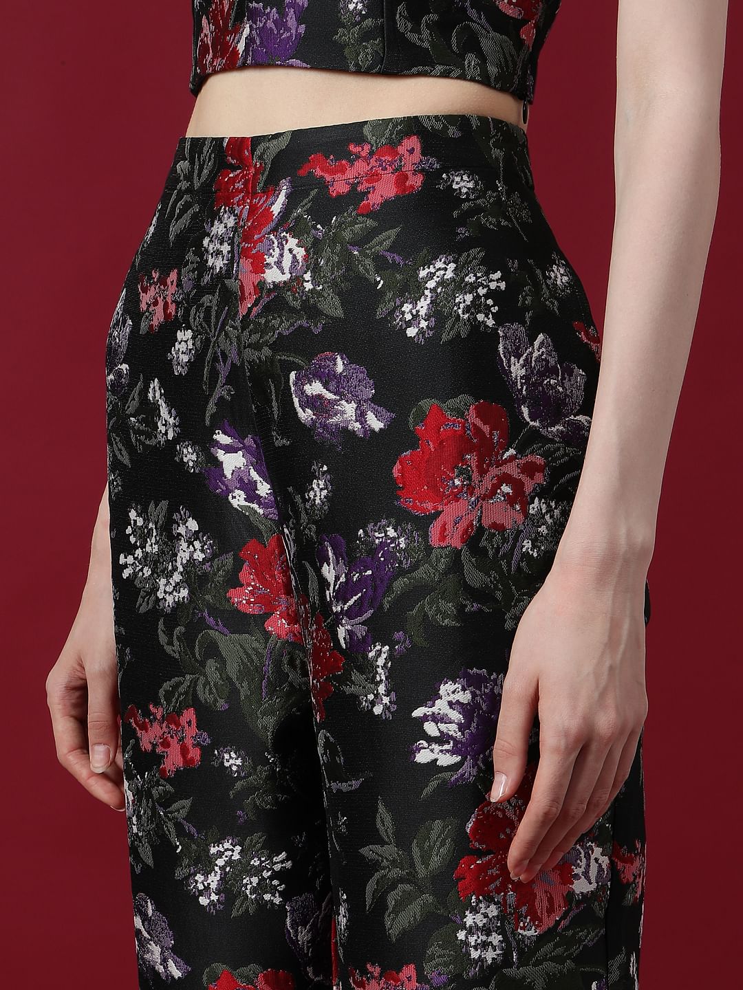 Marquee Black Floral Jacquard Co-Ord Set Pants