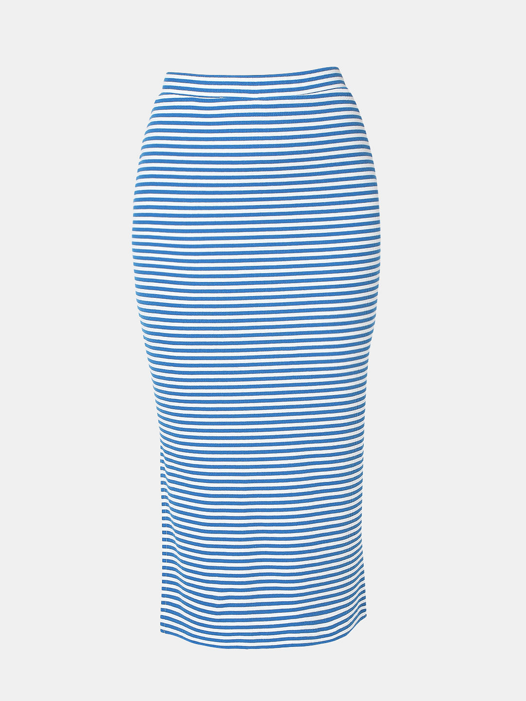 Blue Striped Pencil Skirt