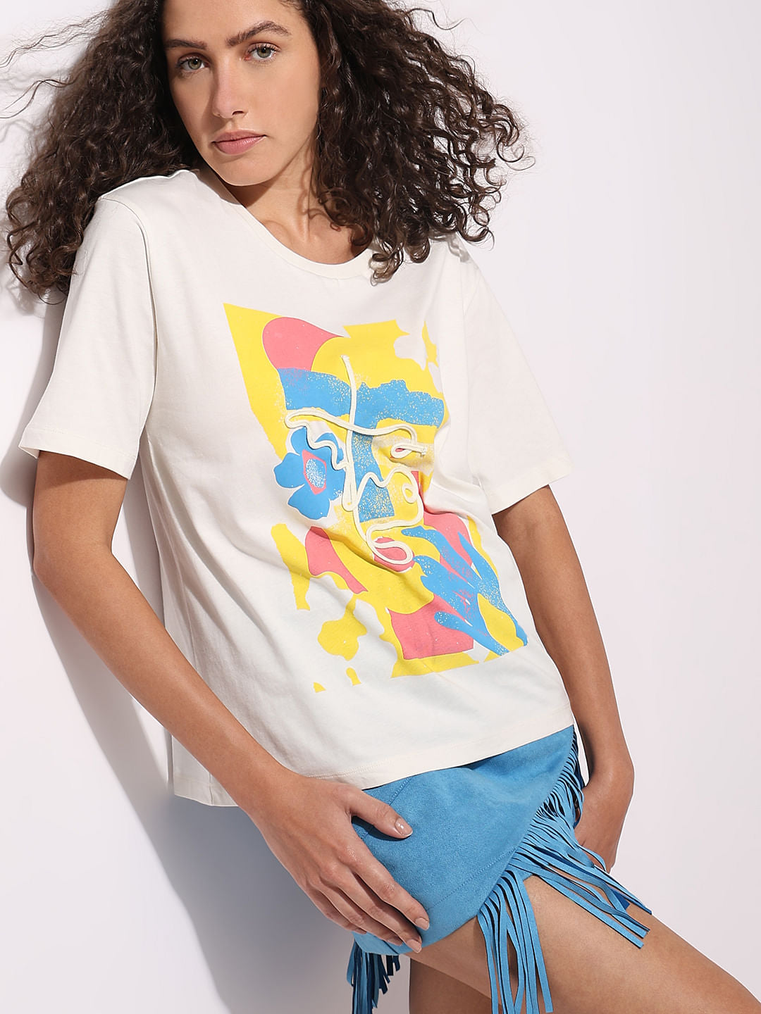 White Cording Detail T-Shirt