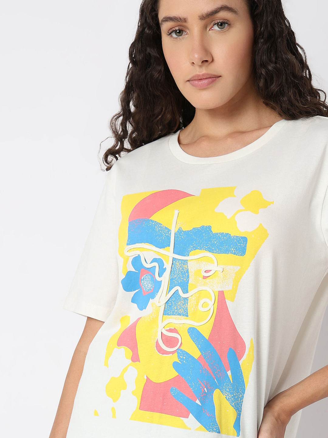 White Cording Detail T-Shirt