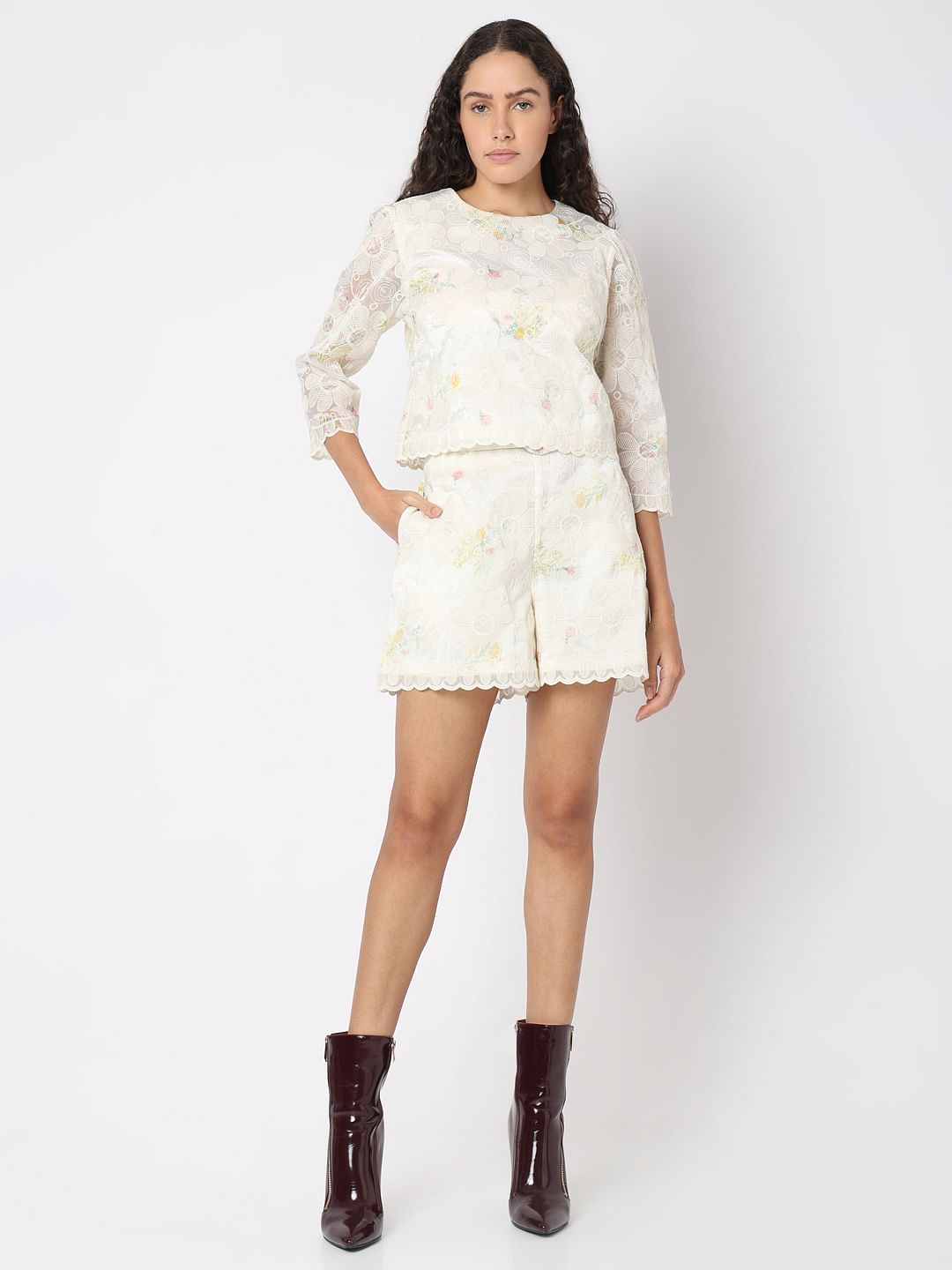 White Embroidered Lace Top