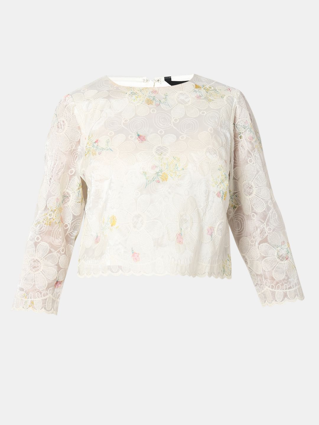 White Embroidered Lace Top