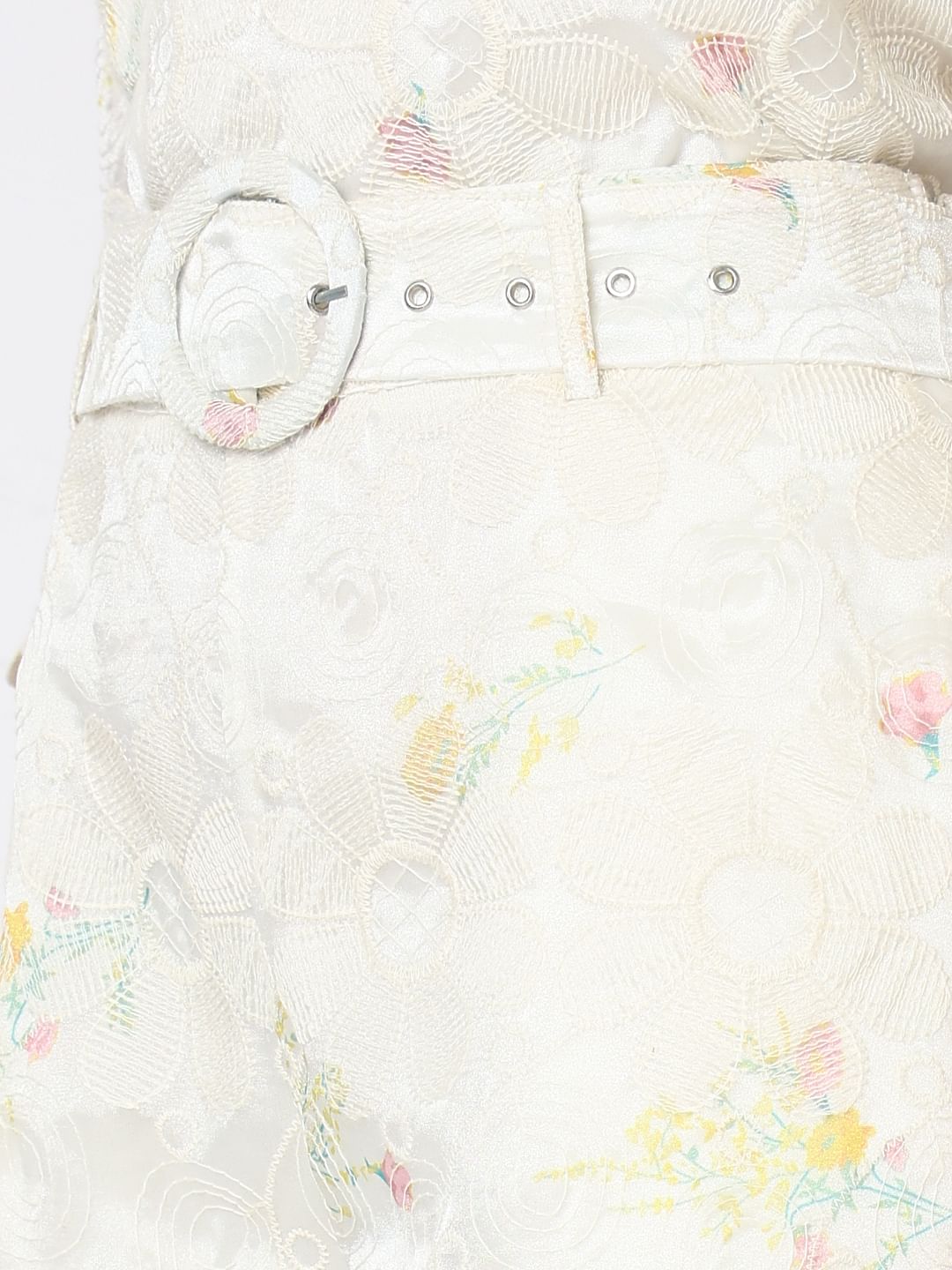 Off-White Floral Lace Co-Ord Set Shorts